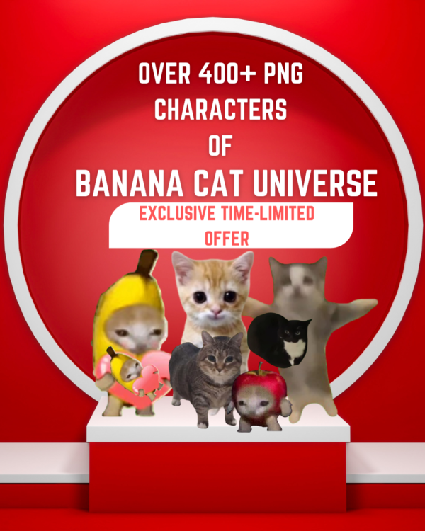 Banana Cat Meme Characters 400+ PNG Images | Limited Time Offer